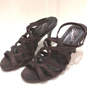 Donald j Pliner Dk Copper/brown 3" heel, Open Style Sandal, Sz 6.5